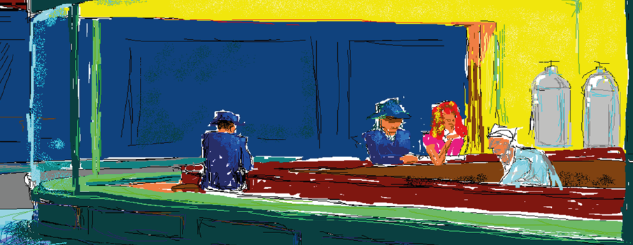 Cover de FANA numéro 0 représentant "Nighthanks" par Edward Hopper